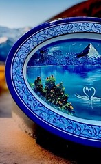 2007 Chile Two Swans Heart Shape Couple In Lake 12” Signed Luis Melamine Plate