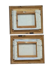 2 Oil Paintings by Florence Sailing Harbor Ocean Dripping Dock Hand Painted Orig