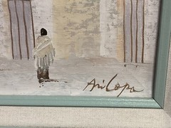 Vintge Original Southwest Pueblo Listed J ARICOPA Desert SIGNED Aqua Green FRAME