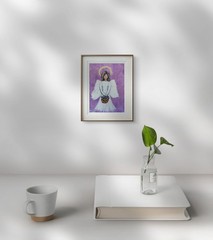 Angel Guardian with Flowers Original Painting Angel Wings Handmade Wall Art OOAK