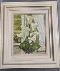 Original Calla Lilies Oil Painting Signed Boyd Framed Floral Flower Still Life