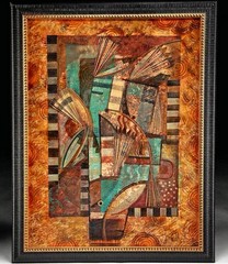 Tony Abeyta Large Framed Navajo Yeii Contemporary Sand And Mix Media Painting