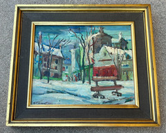 Raphael Pricert (French 1903-) Impressionist Landscape Paris Oil Painting /Board