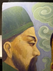 Oriental Mid-Century Artist W. Saling Original Oil On Masonite Board