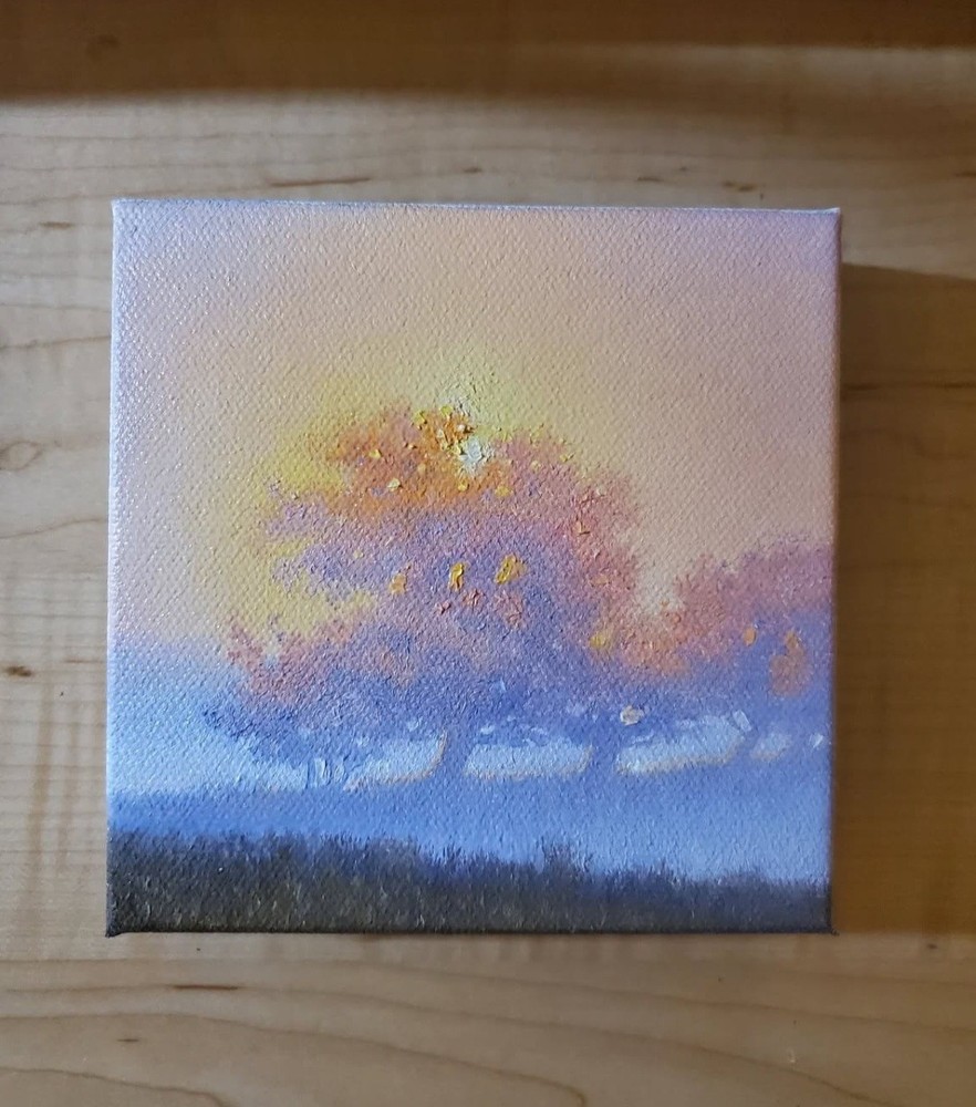 Original Oil Painting Realism Summer Morning Landscape Clouds Signed Decor Art
