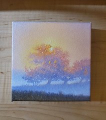 Original Oil Painting Realism Summer Morning Landscape Clouds Signed Decor Art