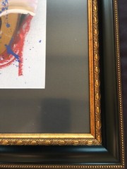 CORBELLIC ABSTRACT EXPRESSIONISM STRONG STROKE RED YELLOW BLUE BLACK& GOLD FRAME