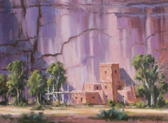 TOM HAAS painting ‚Canyon Dwellers‘ oil 12″x16″ Canyon de Chelly Arizona desert
