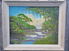 Al Black, Florida Highwaymen, Oil On Masonite Painting