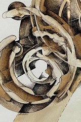 Vintage Guoache & Ink Original Painting Signed Framed Abstract Geometric Art
