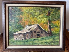 Original Signed R. Limardi Oil Painting Rustic Barn Autumn Landscape Framed