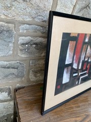 Walt Simmons Signed Vintage Framed Art On Board Abstract Painting 32X26″