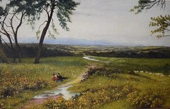 ACROSS HEATHLAND TO HILLS BEYOND ANTIQUE OIL PAINTING BRITISH SCHOOL c1880/1900