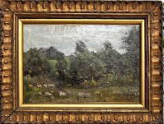P.I.PETROVICHEV, b.1874, RUSSIAN BEAUTIFUL LANDSCAPE OIL PAINTING, LISTED