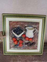 3D Fruit Painting by Denise Plouffe, Vintage 1990s Québec Art, Original Piece