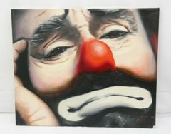 Clown Painting Rusty Rust EMMETT KELLY Oil Canvas 1982 1/250 24″ x 20″ Relaxing