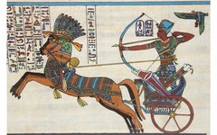 Ancient Egyptian Hieroglyphics Papyrus Paper Gouache Gilt Painting Framed ~18×16