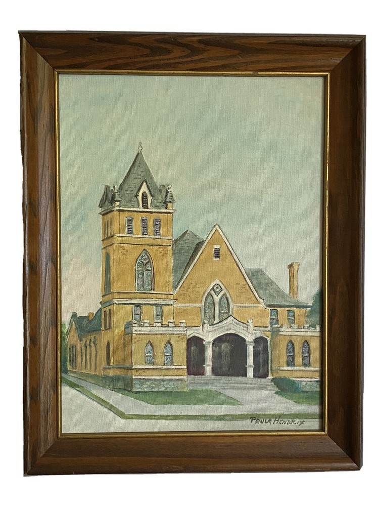 Americana Vintage Old Central Presbyterian Church Bristol VA Oil Art Painting