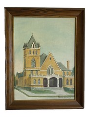 Americana Vintage Old Central Presbyterian Church Bristol VA Oil Art Painting