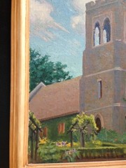 „THE CHAPEL TOWER“ E. A. GAGE Antique Painting Framed-Signed Original Art c1900