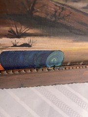 VTG 70s Folk Art Boat Oil Painting Syd Reidt Nautical Rustic Framed Mid Century