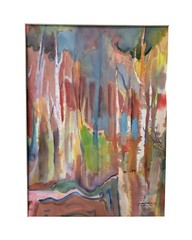 BIRCH ABSTRACT NO.3. Giclee print of original watercolor by artist Patsy Heller