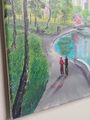 Art 12″/12″ Spring In New York, Original Oil Painting Stretched canvas
