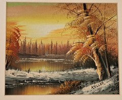 NO RESERVE! „GLICK’S POND“ Original Mixed Media On Canvas by Keller