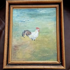 Fleur Cowles Original Oil Painting On Canvas Board „The Rooster“ Signed Framed
