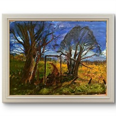 Country Path with Trees Blue Sky Landscape Painting 12×16 Original Oil