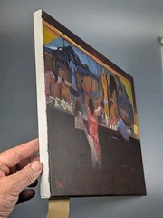 Original Dennis Nash 1947-2016 British Acrylic Painting Canvas New York Bar