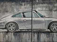 Porsche 911 Turbo 1972 Silver Sports Car Artwork Hand Painted Canvas Wall Decor