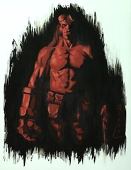 Hellboy Comic Book Painting – Original Gouache Painting Artwork / Marvel – DC
