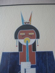 Native American Cochiti Manuel Chavez „OW U TE WA“ Flute Dancer painting 1964