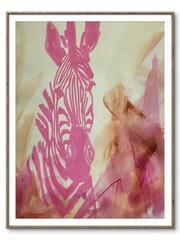 Abstract Pink Zebra Impressionistic Original Wall Art 14X11 Mixed Media Paper
