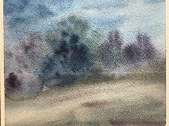 Original Watercolor Abstract Painting Nature Landscape Forest – 5×5 inches