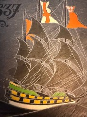 HAND PAINTED SLATE HMS ROYAL SOVEREIGN SAILING SHIP AD 1637 9″x6.5″ NAUTICAL UK