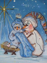 Art Painting Seasonal Holidays Snowman Nativity Original 8″/10″ Acrylic Paint