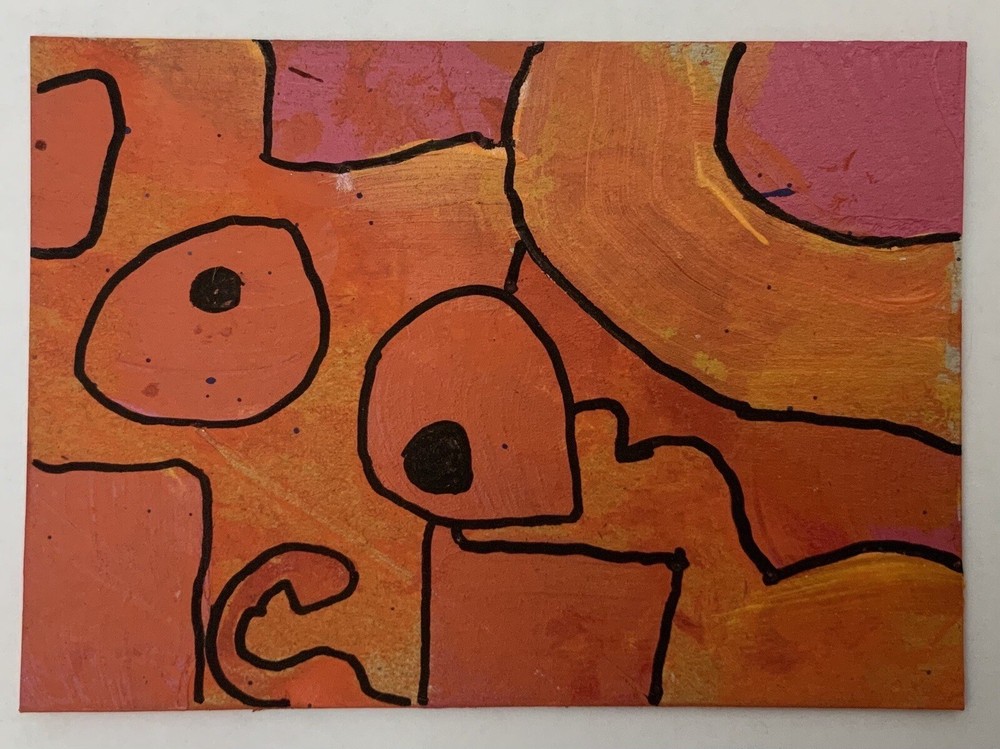 Thingiez ACEO original art card 1 of a kind 2.5 „x 3.5“ Folk Outsider Abstract