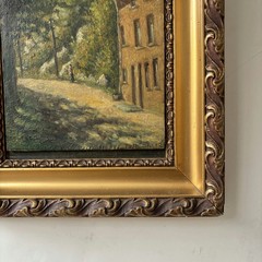 Detailed Interior Oil Painting „Golden Frame“ Expressive Small Art