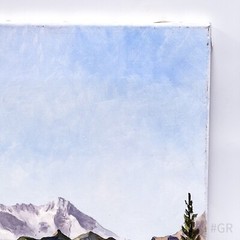 Vintage painting landscape painting on canvas signed Haug 2000 (50 x 59 cm)