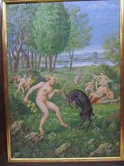 Merry Bacchante Festival Bachus oil/mixed media signed Otto Lohr 1947