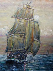 STARBOARD PORTSIDE LIGHTS new original 8×10 canvas oil painting signed Crowell