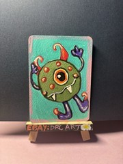aceo acrylic marker original “amos” DRC Art 2.5” x 3.5” COA