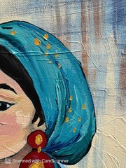 Boho Woman with Teal Scarf Original Acrylic Painting 11×14 Signed Canvas Art