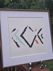 Original Abstract Watercolor and Ink- Framed and Signed- Modern Minimalist