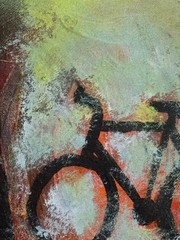 Foggy Abstract Acrylic 11×14 Bicycle Bike Lamppost Night Wall Art Signed MCR