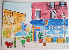 Share ACEO Original – Downtown Chicago Urban Watercolor 2.5 x 3.5 Signed