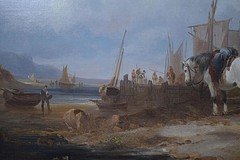 Fisherfolk Unloading Catch on the Beach Oil Painting William Shayer Snr c1830/40