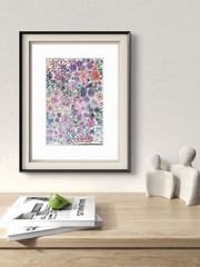 Floral Iradescent Contemporary Pop Art Watercolor Painting 9×12 Signed